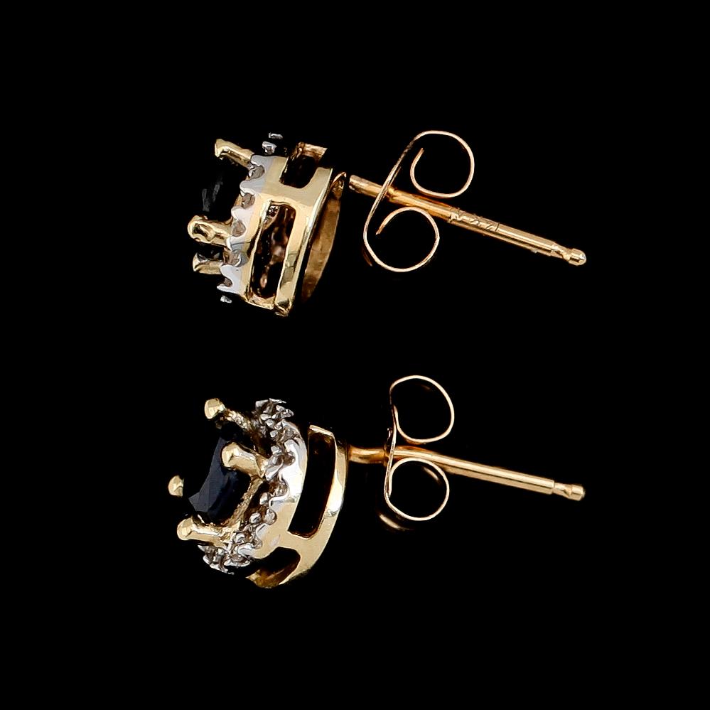 ÖRHÄNGEN, 1 par, 14K guld, safirer och diamanter tot ca 0.10 ct.