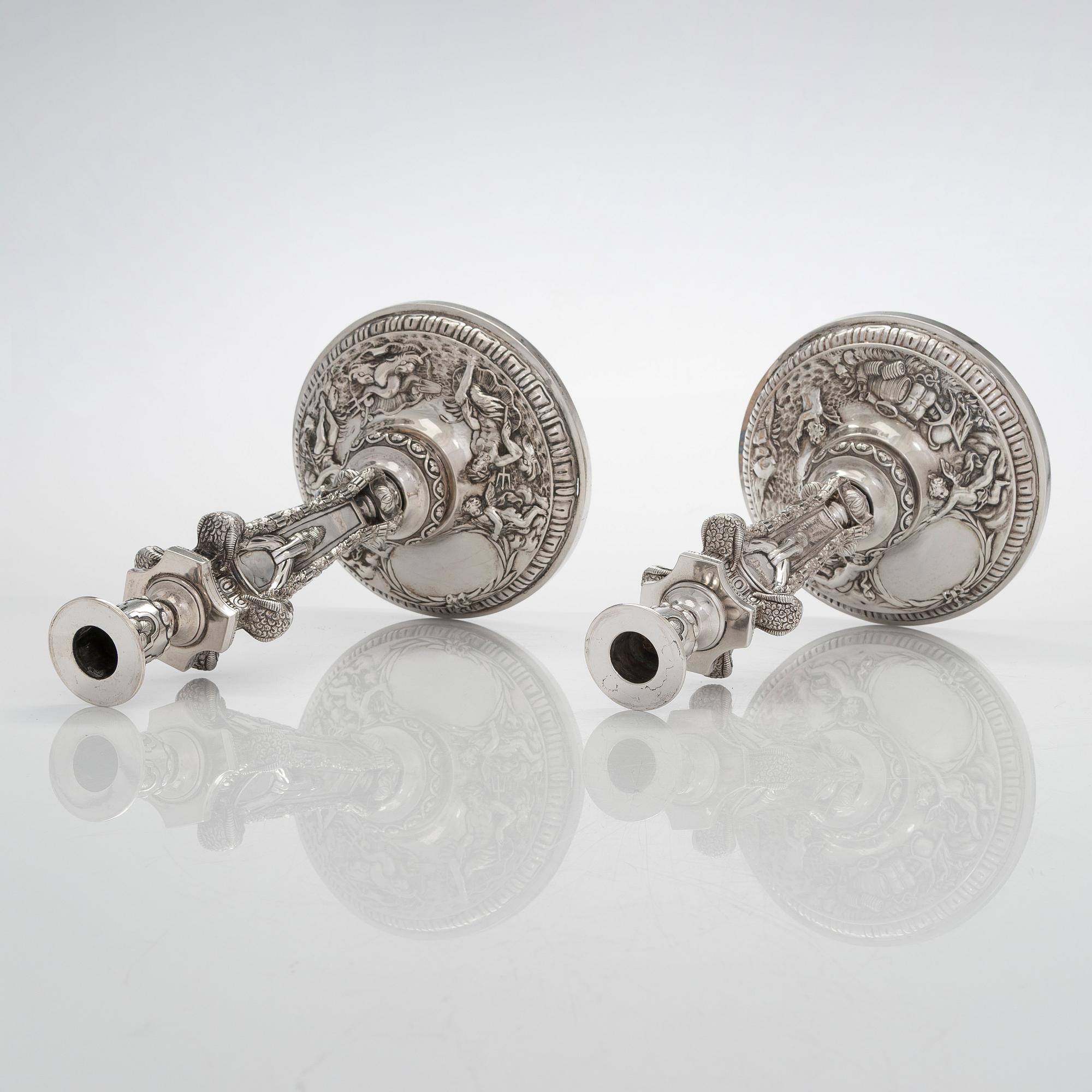 Christian Hammer, kandelabrar, ett par, silver, Stockholm 1854-1863.
