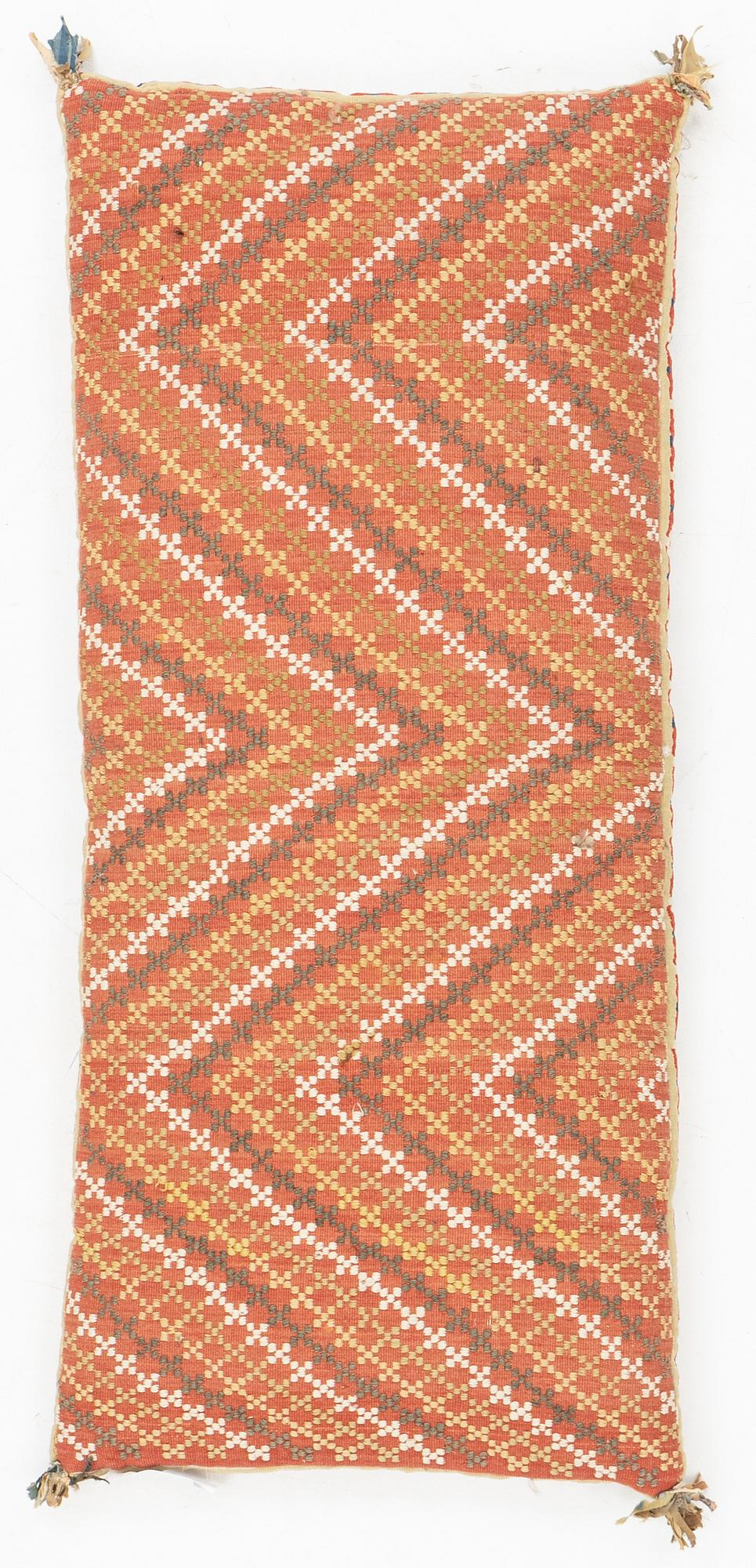 A carrige cushion, flat weave, 120 x 50 cm Scania, mid 19th century.