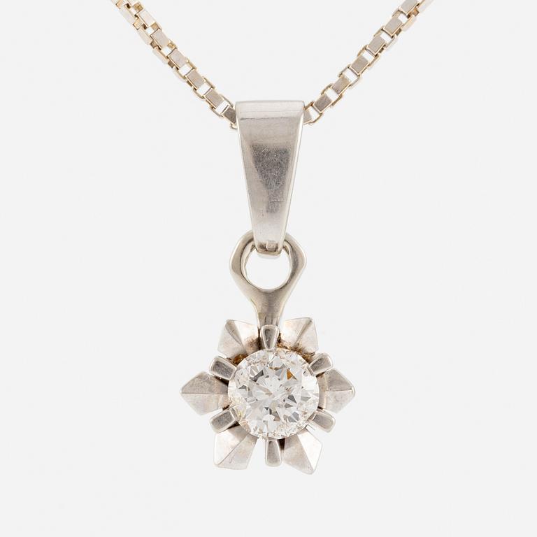 Necklace 18K white gold with brilliant-cut diamond.