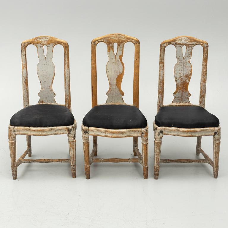 A set of five similar chairs, late 18th century.