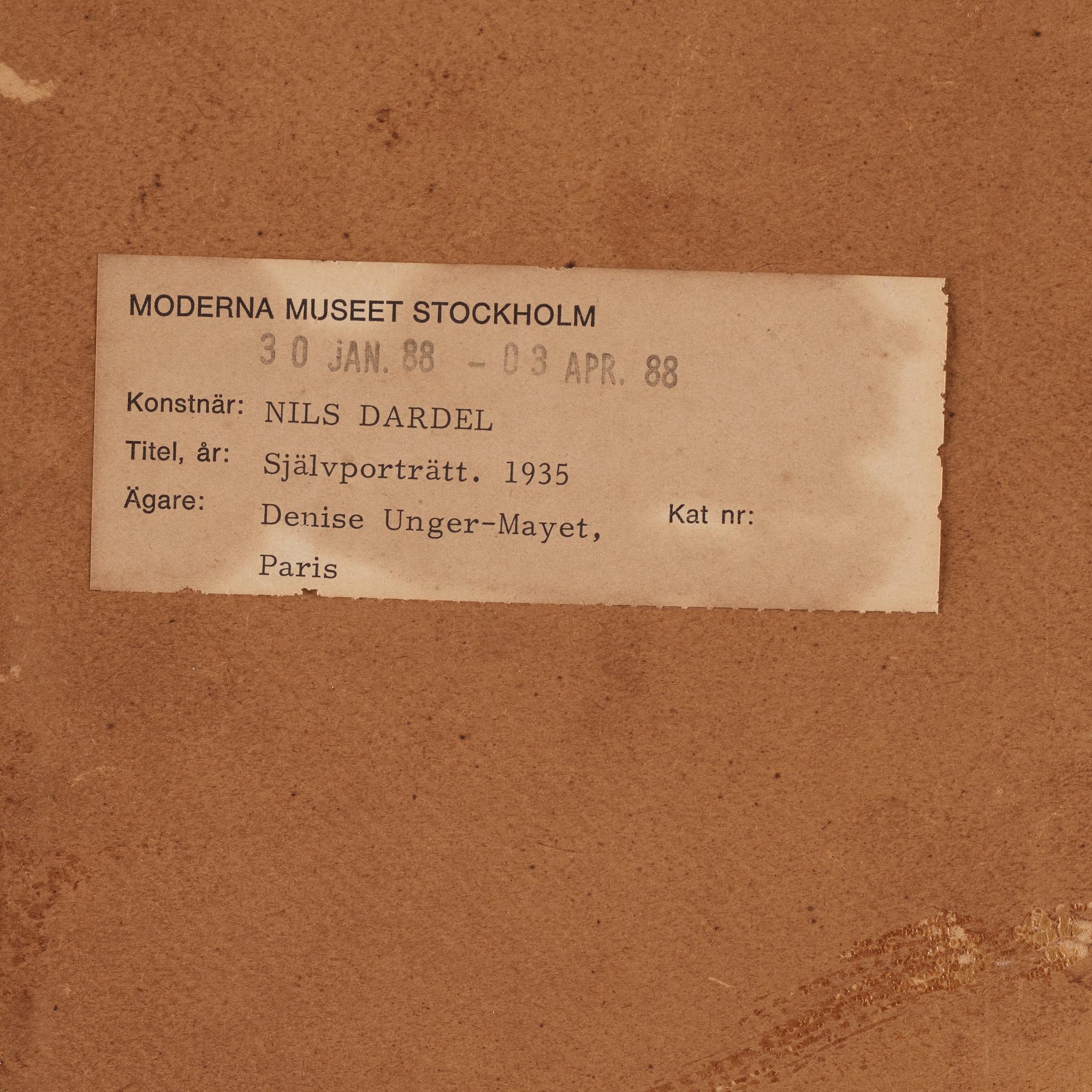 Nils von Dardel, Självporträtt.