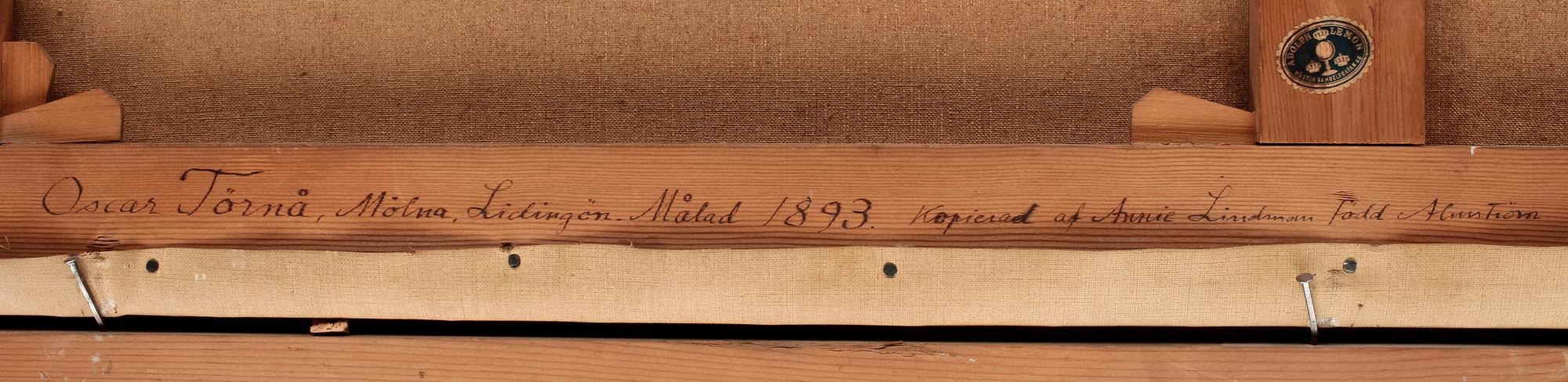 OSCAR TÖRNÅ, kopia efter, olja på duk, dat 1893 a tergo.