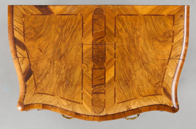 A Swedish rococo parquetry and gilt brass-mounted commode, Stockholm, later part 18th century.