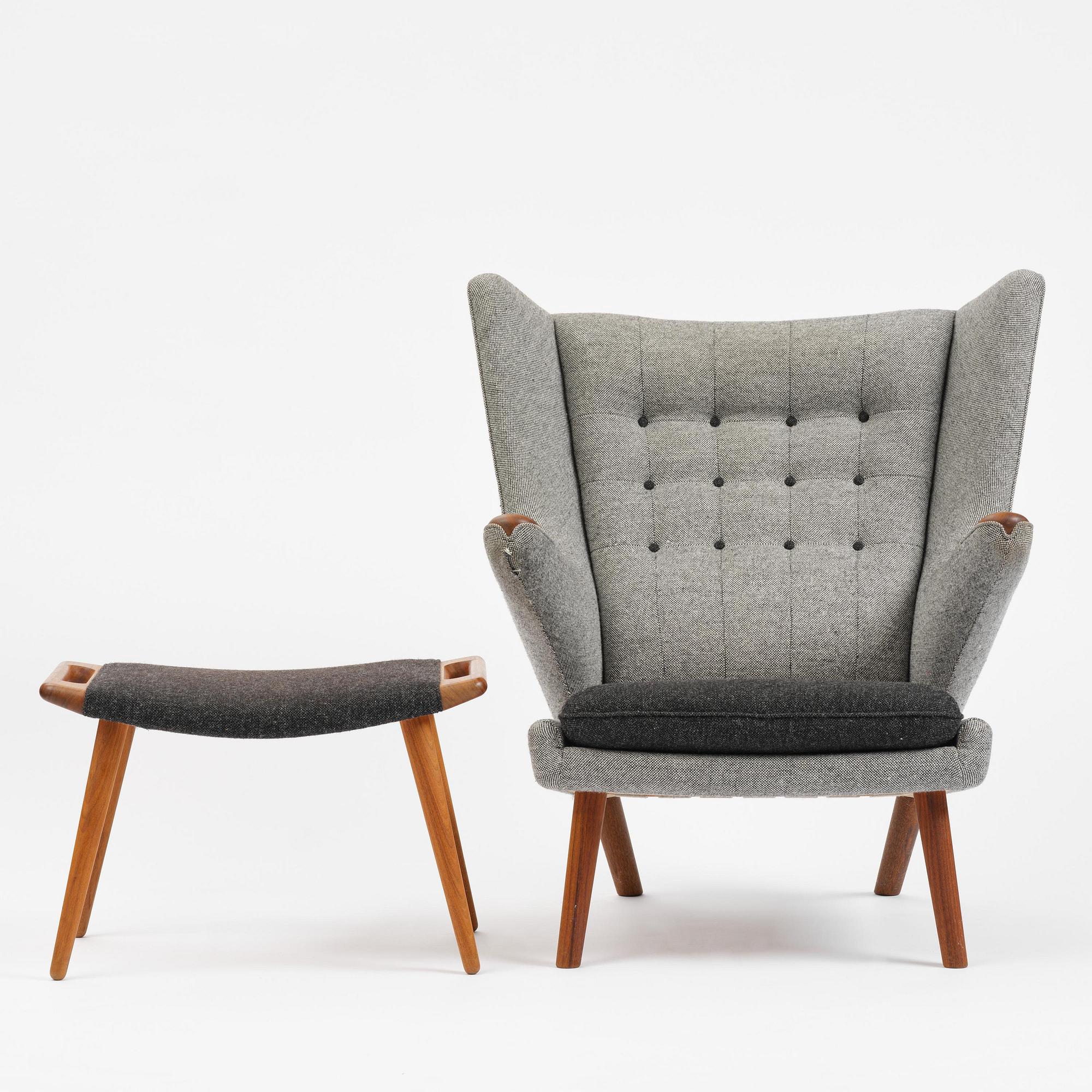 Hans J. Wegner, a "Bamse" (Papa Bear) armchair with ottoman, PP Møbler, Denmark.