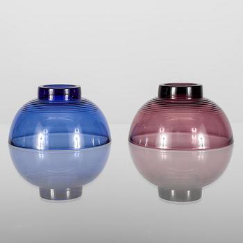 EFTERRÄTTSSKÅLAR, 10 st, glas, Karhula-Iittala. 1900-talets mitt.