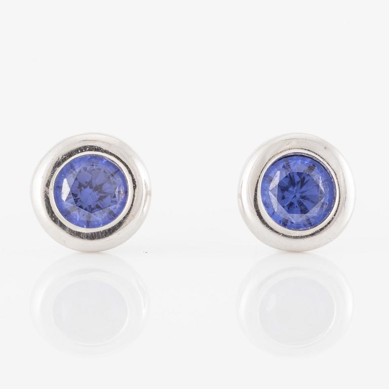 Tiffany & Co, Elsa Peretti, "Color by the yard", earrings, silver and tanzanites.