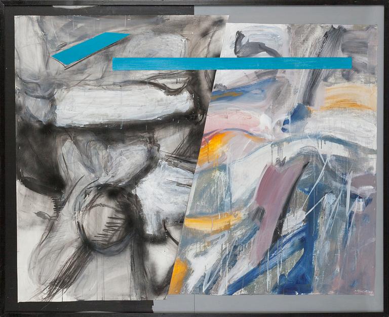 Petr Rehor, acrylic and collage, signed and dated-85.