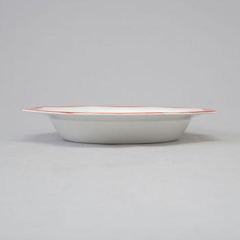 KARIN BJÖRQUIST, djupa tallrikar, 6 st, flintgods, "Röd kant", Gustavsberg.