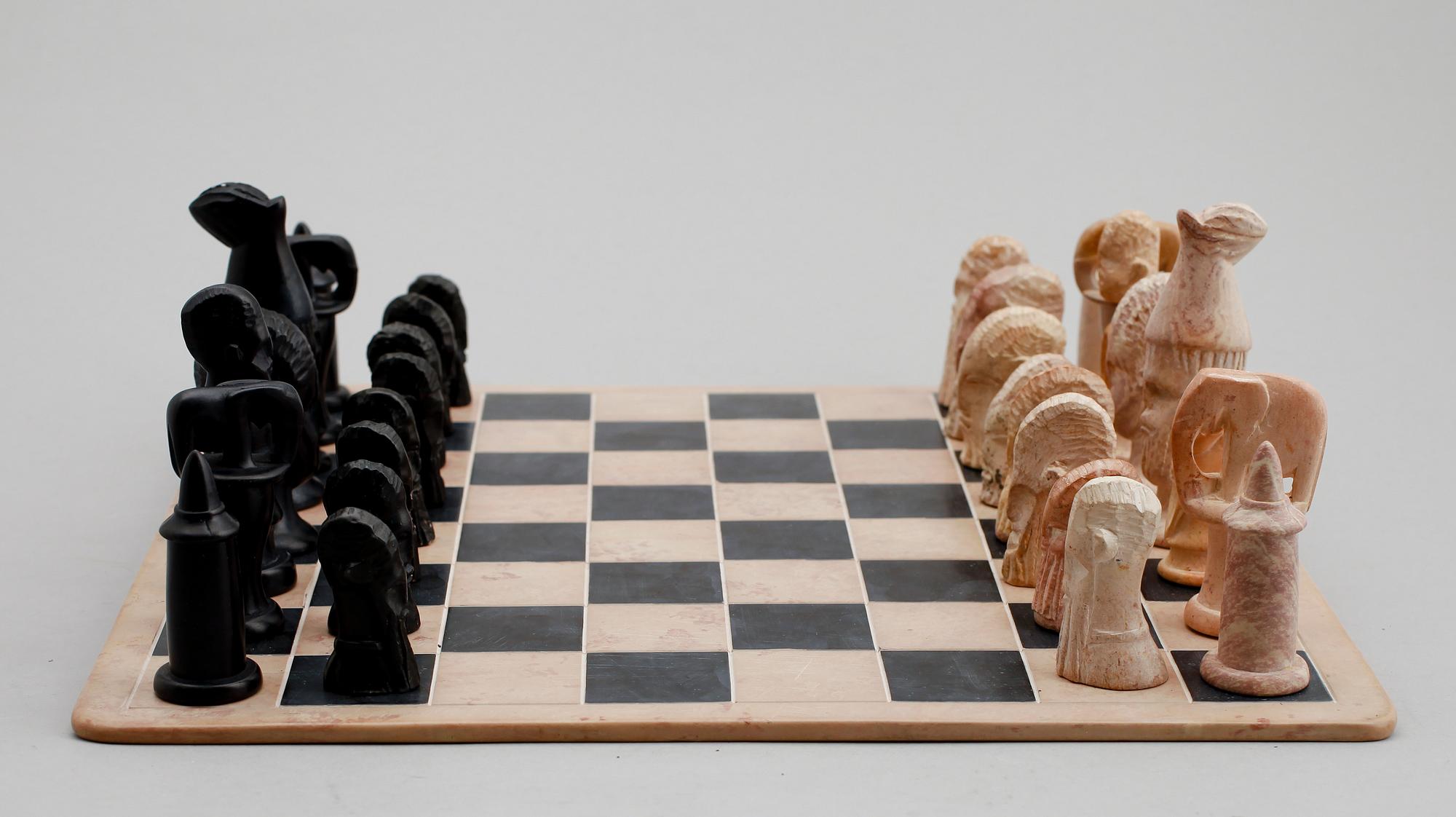 SCHACKSPEL, sten, afrikanskt, 1970-tal.