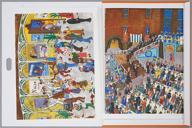 MARIKA LANG, 5 st färglitografier i mappen "Flärd", signerade och numrerade 156/290.