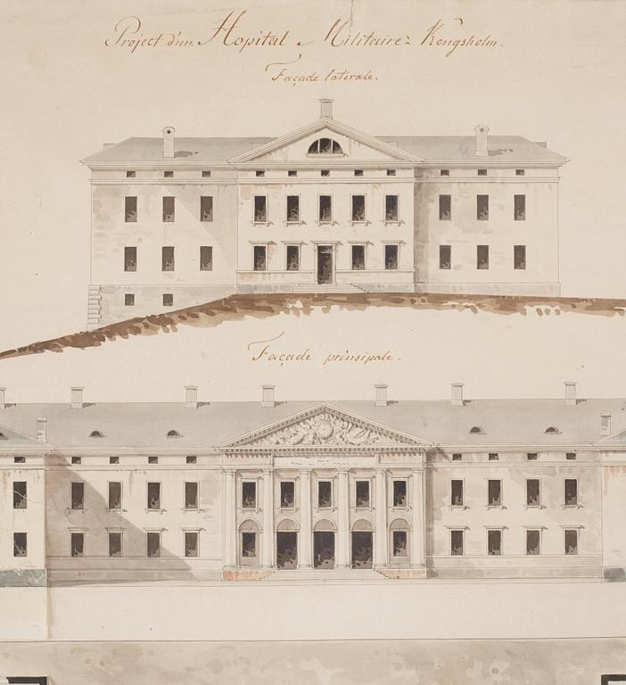 Carl Christoffer Gjörwell, "Project d'un Hospital, Militaire à Kongsholm".