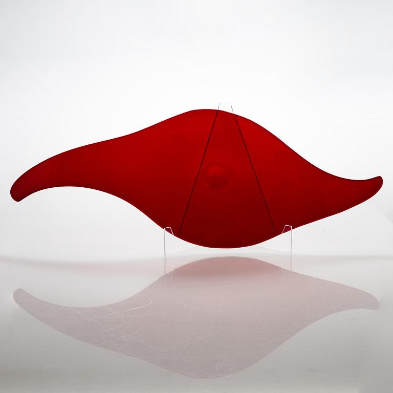 Brita Flander, a unique glass sculpture, 'Red', the 'Seraphim' series, signed B. Flander / US. Nuutajärvi 1995.