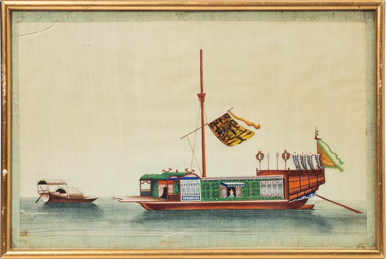 Rispappersmålningar, 9 stycken. Qingdynastin, 1800-tal.