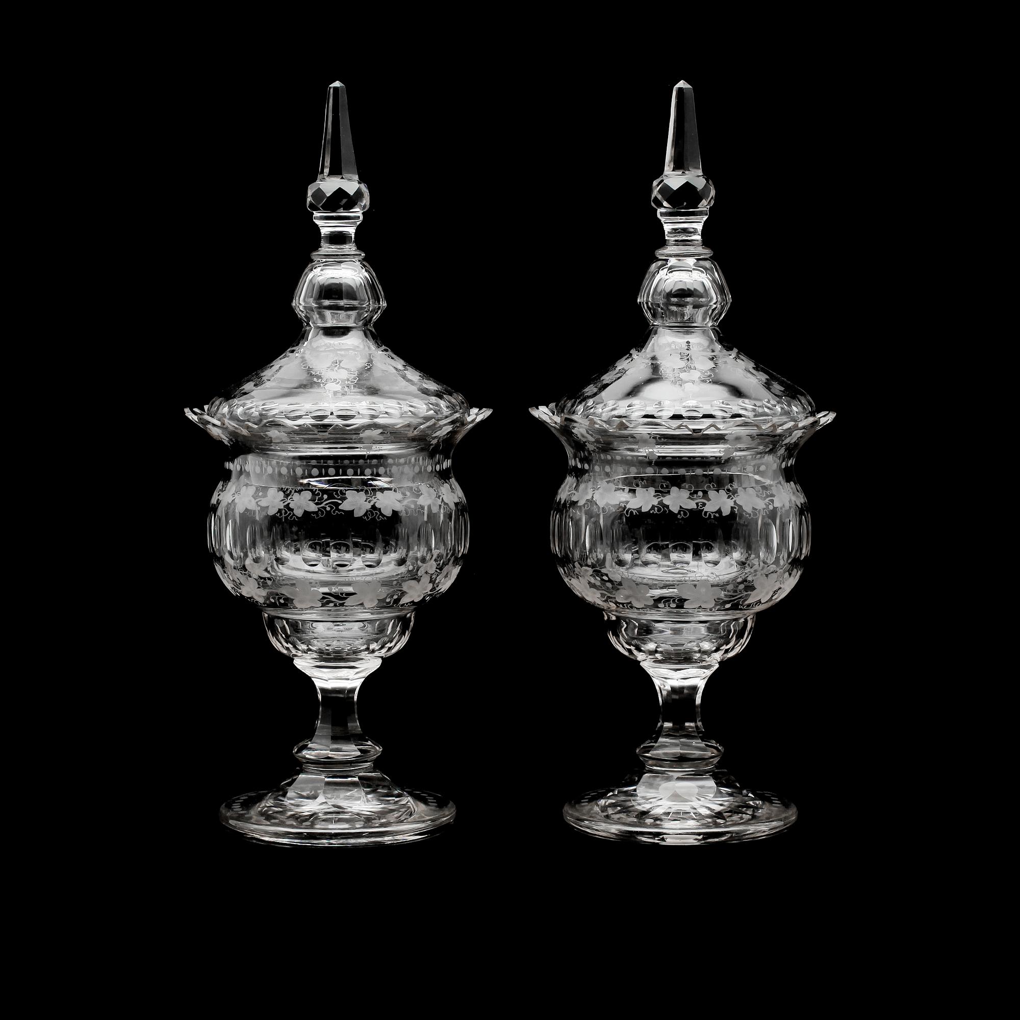 LOCKURNOR, 1 par, glas, 1800-talets andra hälft.