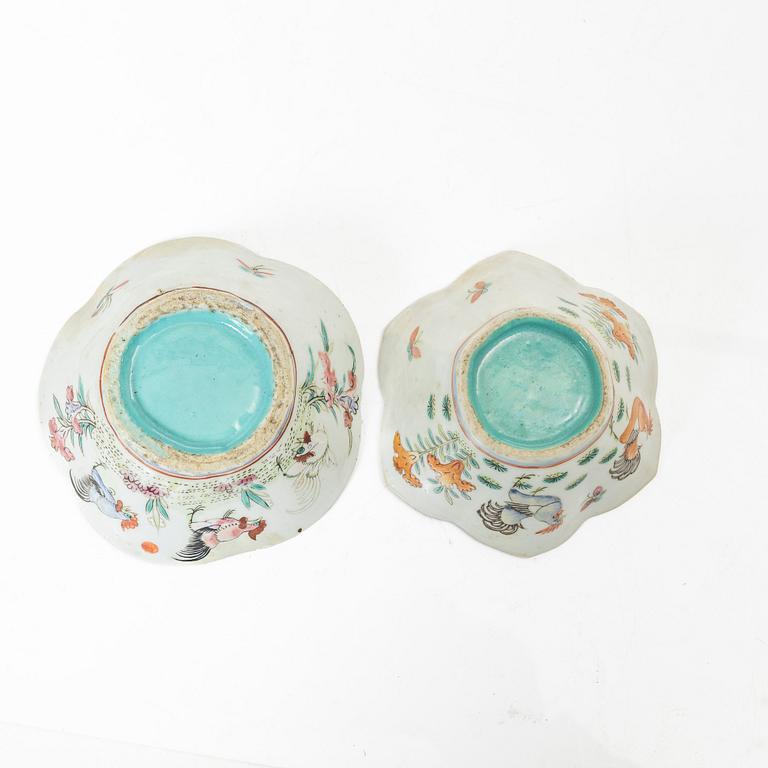 Skålar, sju stycken, porslin, Kina, sen Qingdynasti/omkring 1900.