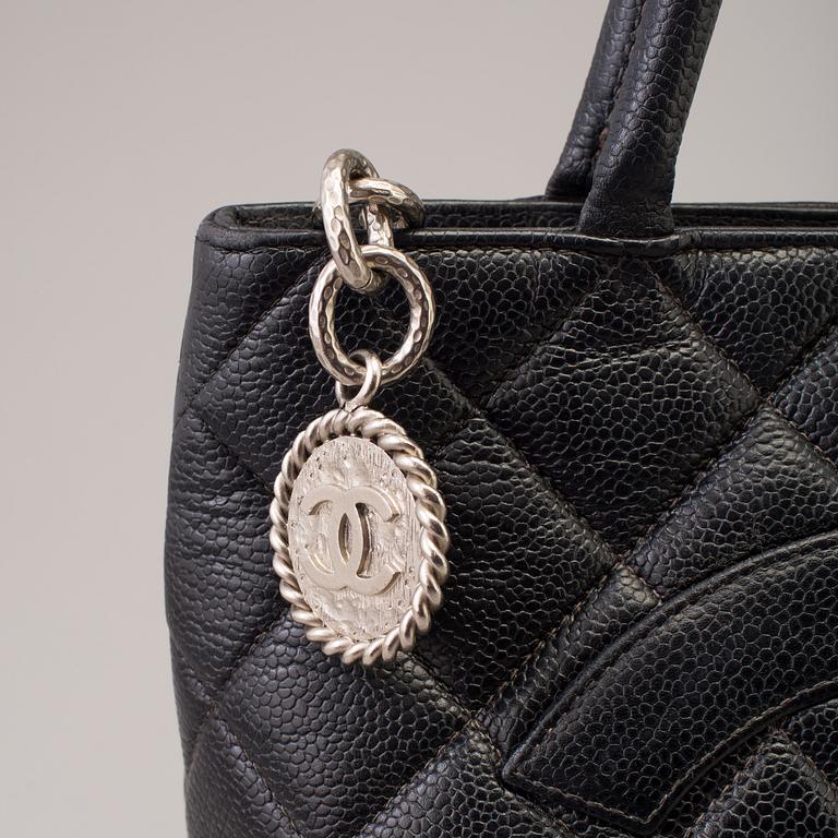 Black Caviar Leather Medallion Tote Bag, 2000-2002.