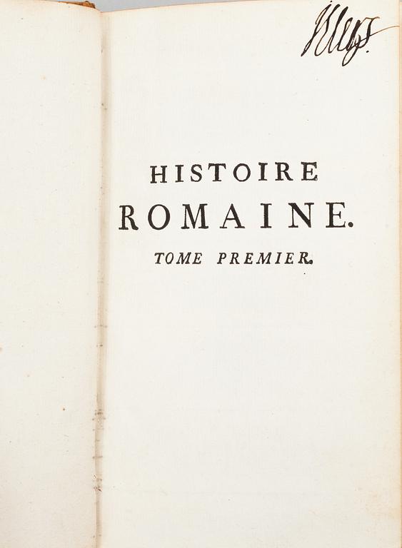 BOKVERK, 15vol.  "Histoire Romaine depuis la fondation de Rome jusqu`a la bataille d`Actium". Jacques Guerin, 1700-tal.