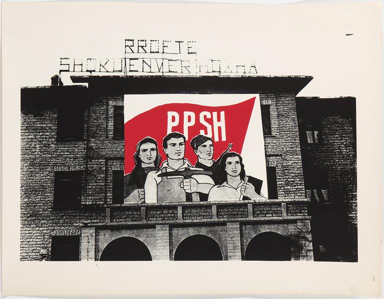 AFFISHER, 9 st, 1960-90s. Bla en multipel av Oscar Reutersvärd, signerad och numrerad 15/60.