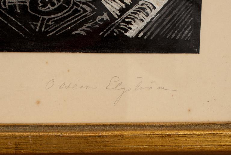 OSSIAN ELGSTRÖM, blandtekning, signerad.