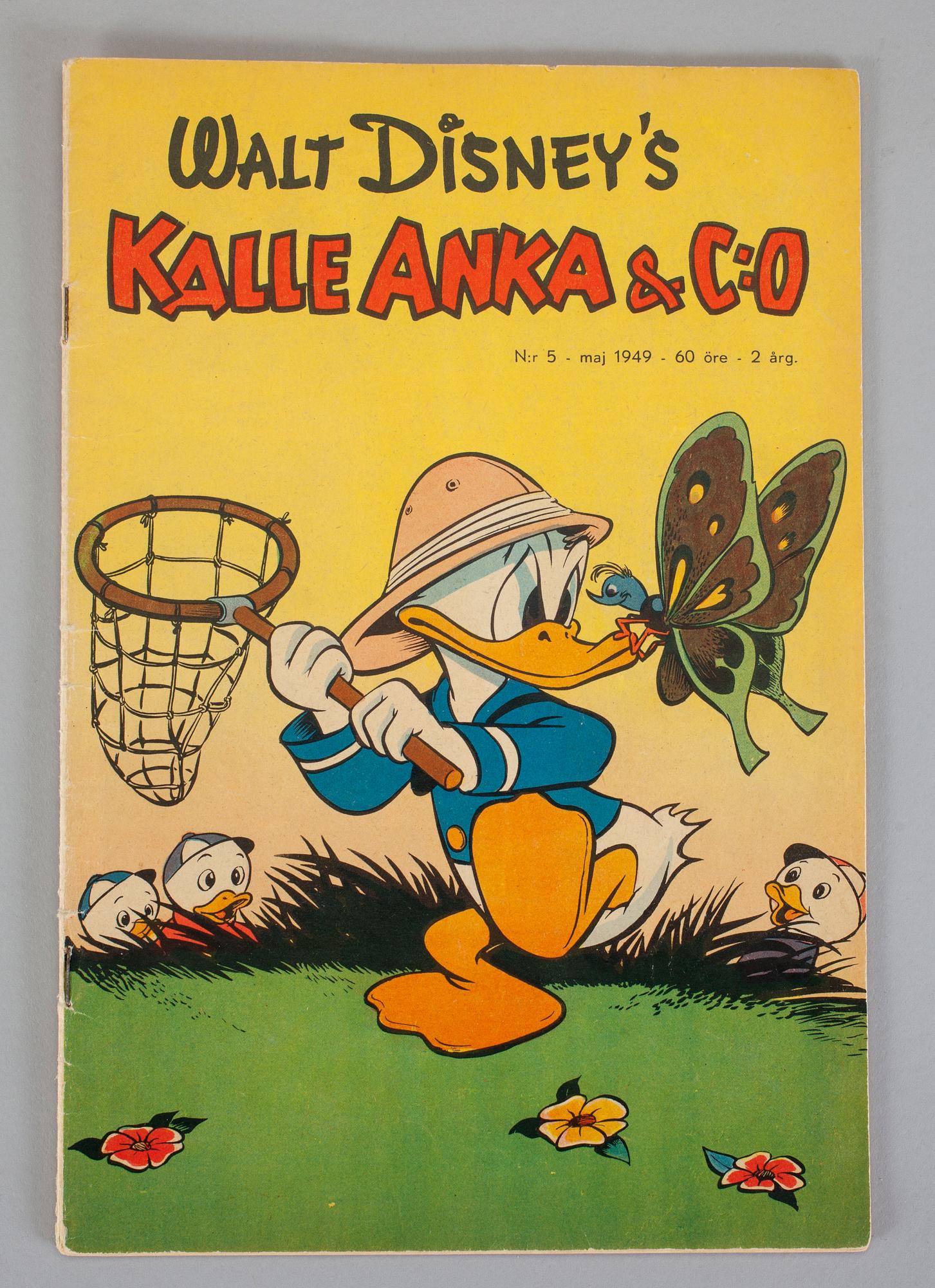SERIETIDNINGAR, 2 stycken, KALLE ANKA & C:O, nr:5-6, 1949. FN-FN.