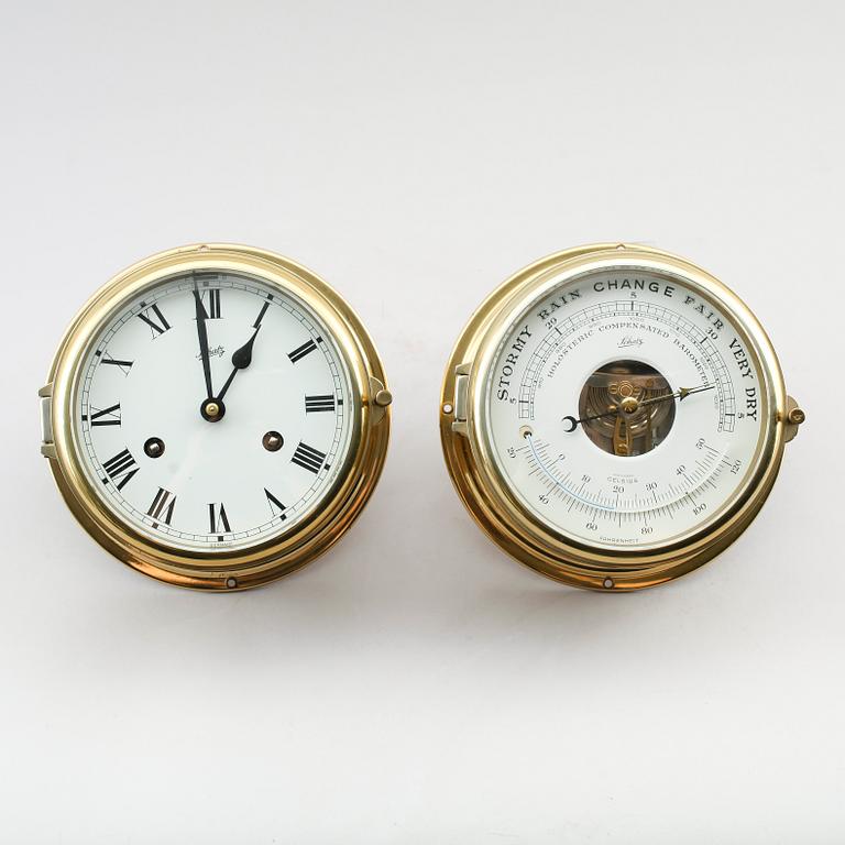 SKEPPSUR SAMT BAROMETER, mässing, Schatz, 1900-talets mitt.