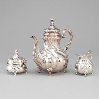 A German 20th century parcel-gilt silver coffee-set.