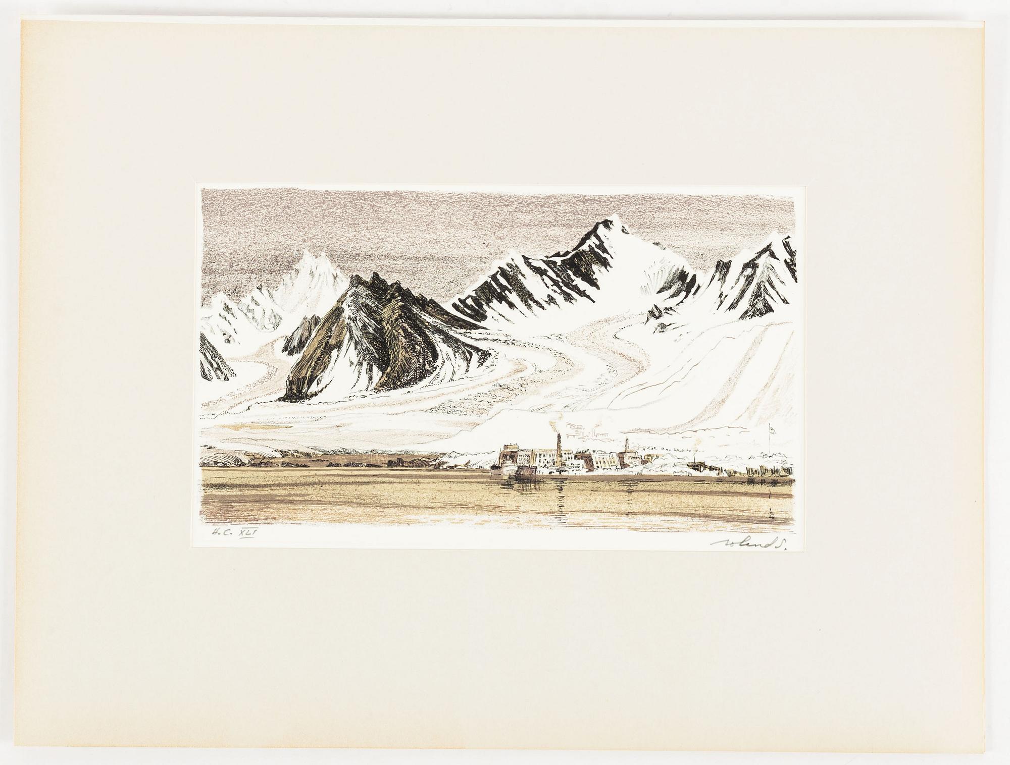 Roland Svensson, Arktiskt land” ( The Arctic ) portfolio with five lithographs, signed and numbered. 1958.