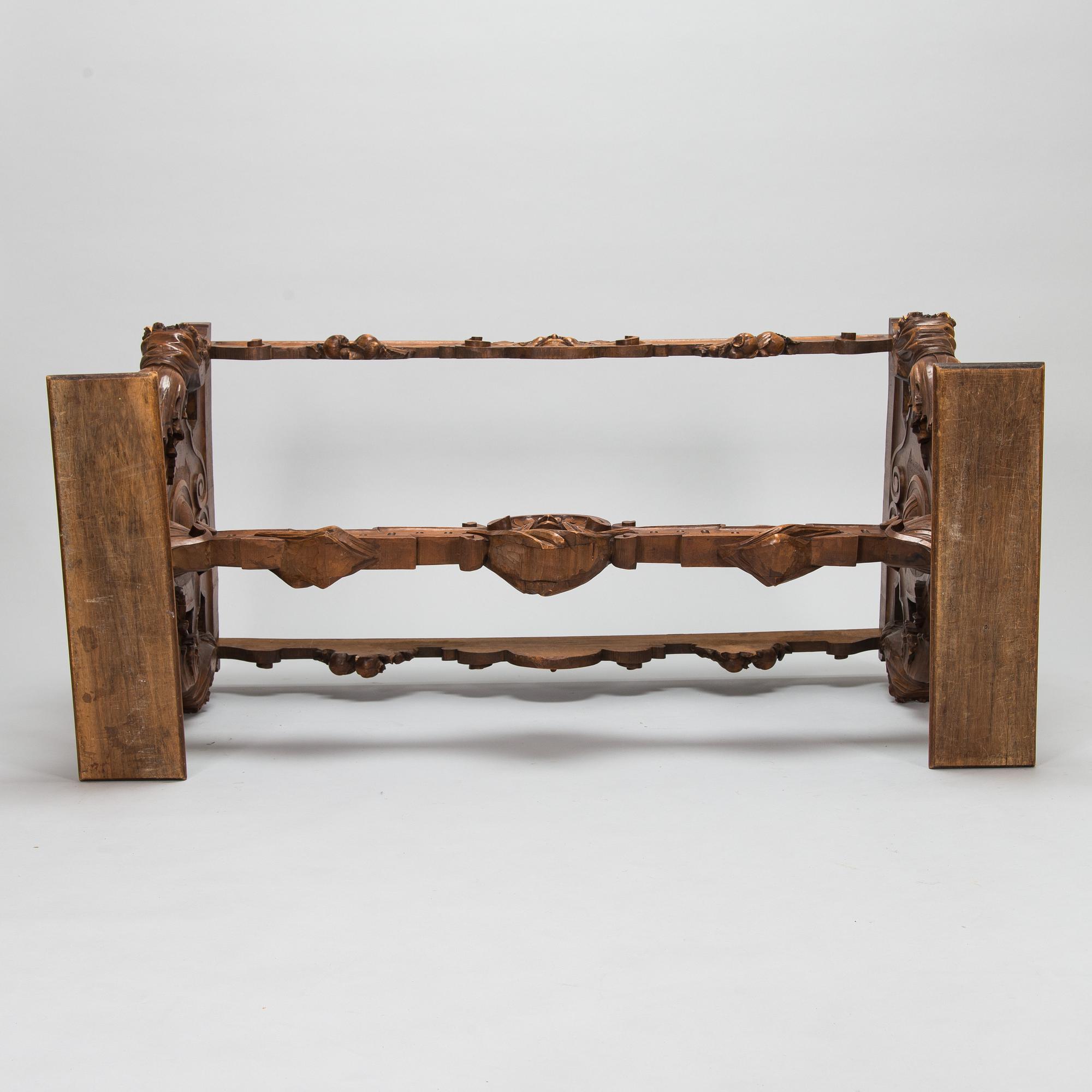 Walnut table, based on a model from Palazzo Pesaro in Venice, Purchased in 1893, Italy.