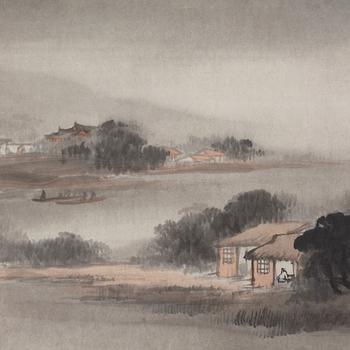 A Chinese painting by Wu Shixian (1865-1919), ink and colour on paper.