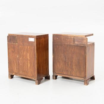Bedside tables, a pair, first half of the 20th century.
