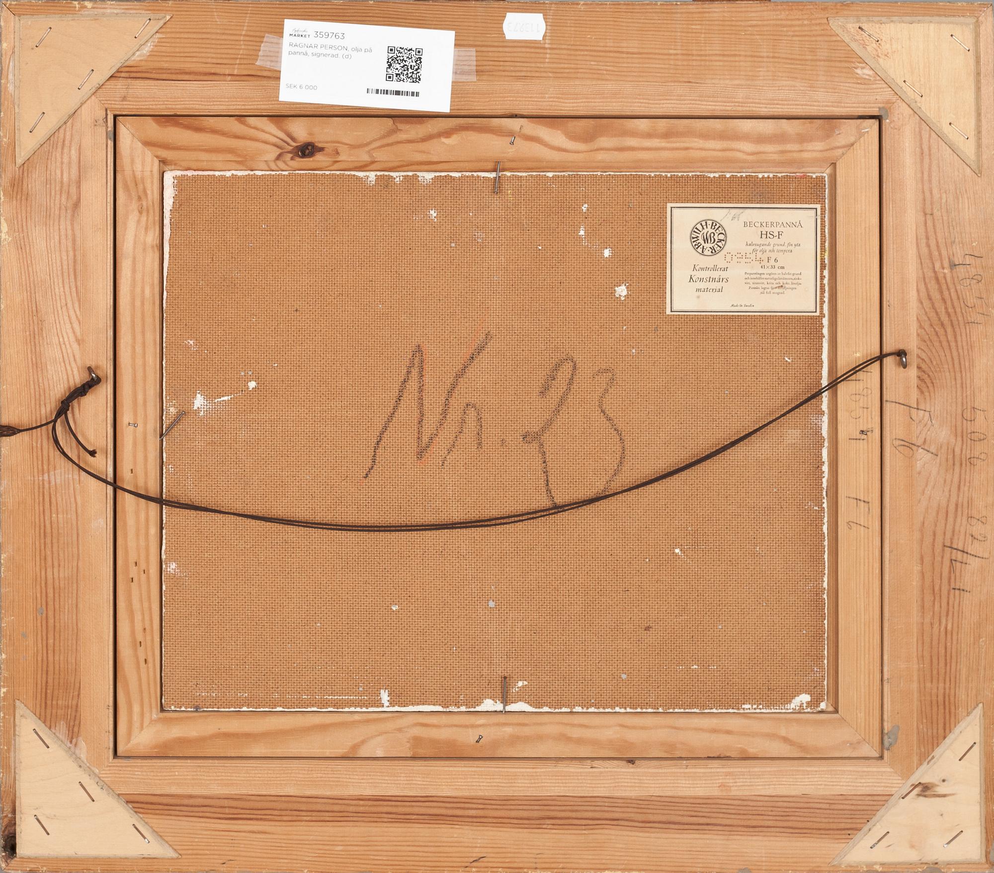 RAGNAR PERSON, olja på pannå, signerad.