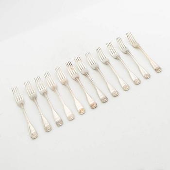 Twelve silver forks, I Sundström, Stockholm, 1916.
