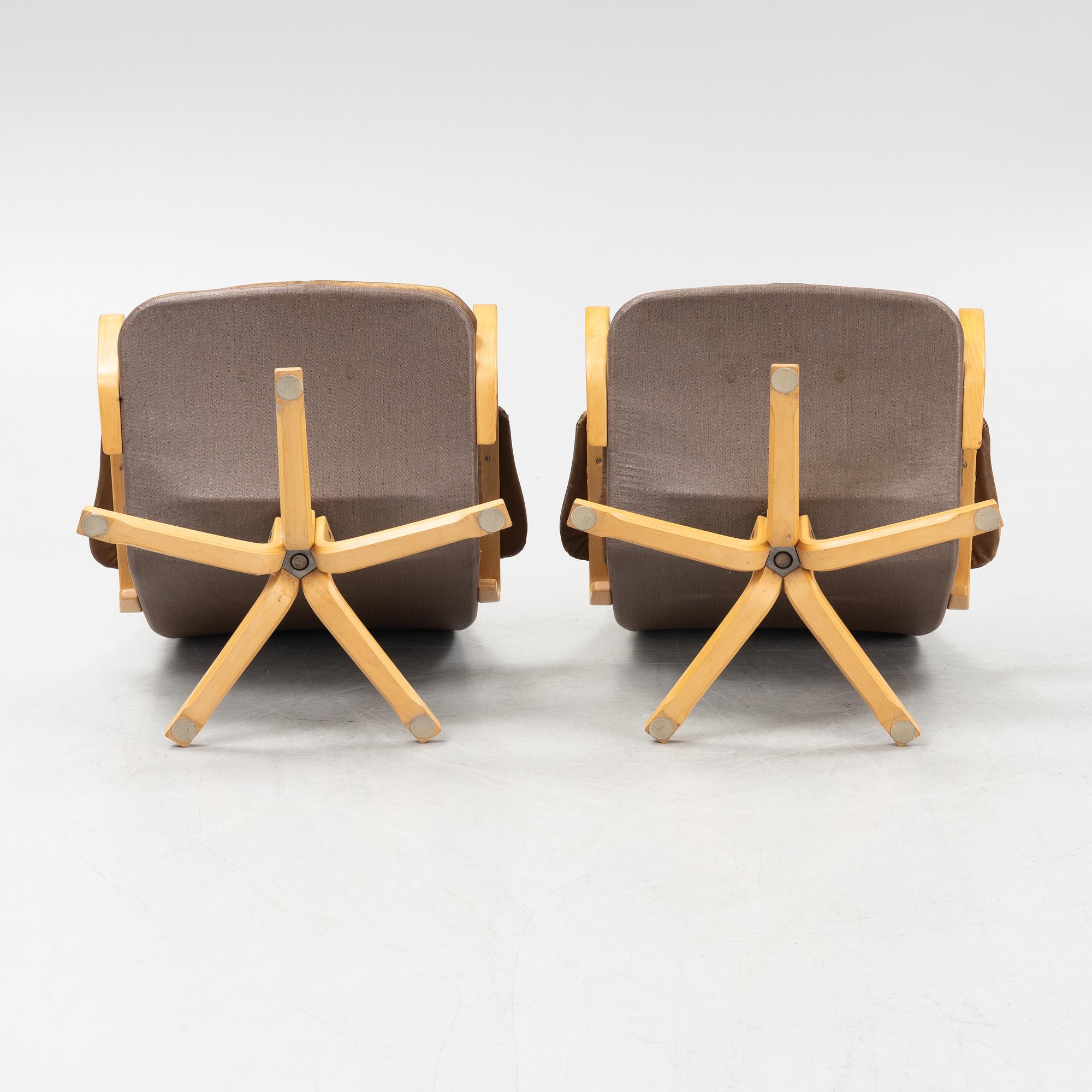 Sam Larsson,  fåtöljer, ett par "Mona Roto", Dux, 1970-tal.