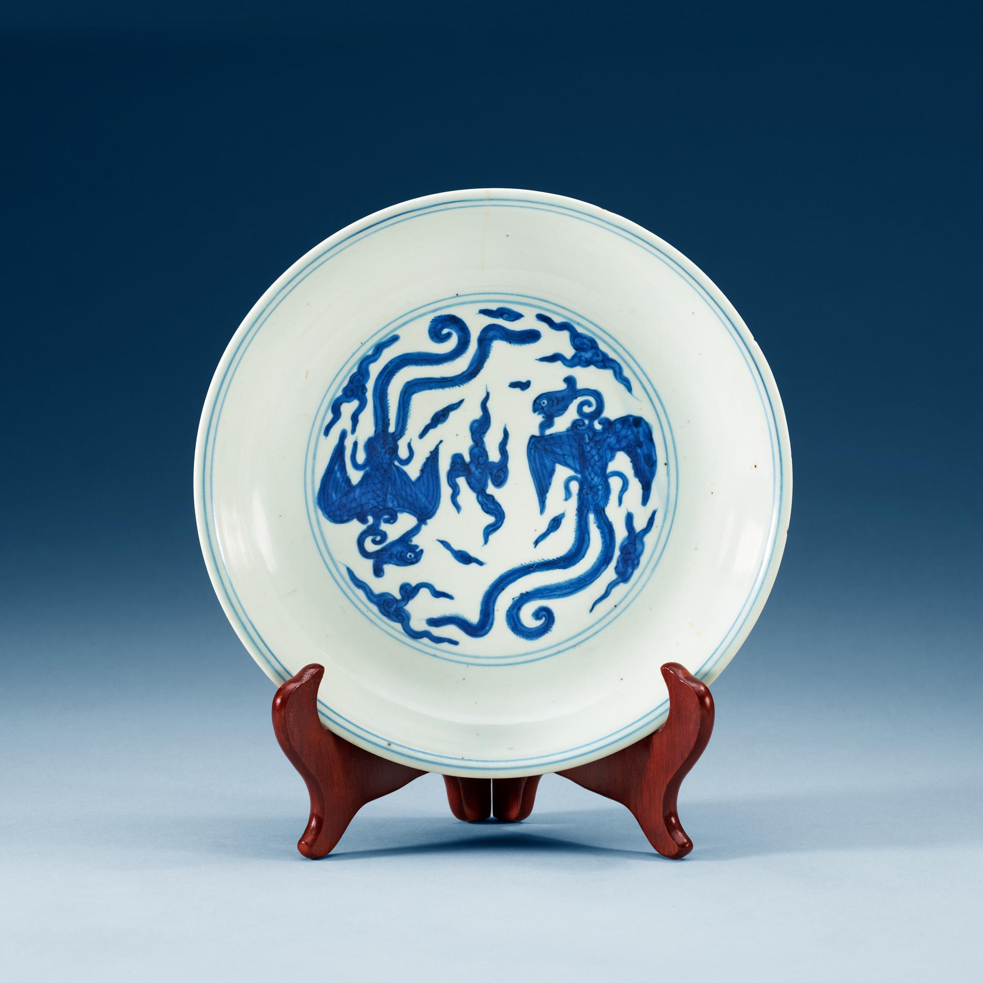 FAT, porslin. Ming dynastin med Jiajings sex karaktärers märke och period (1522-66).