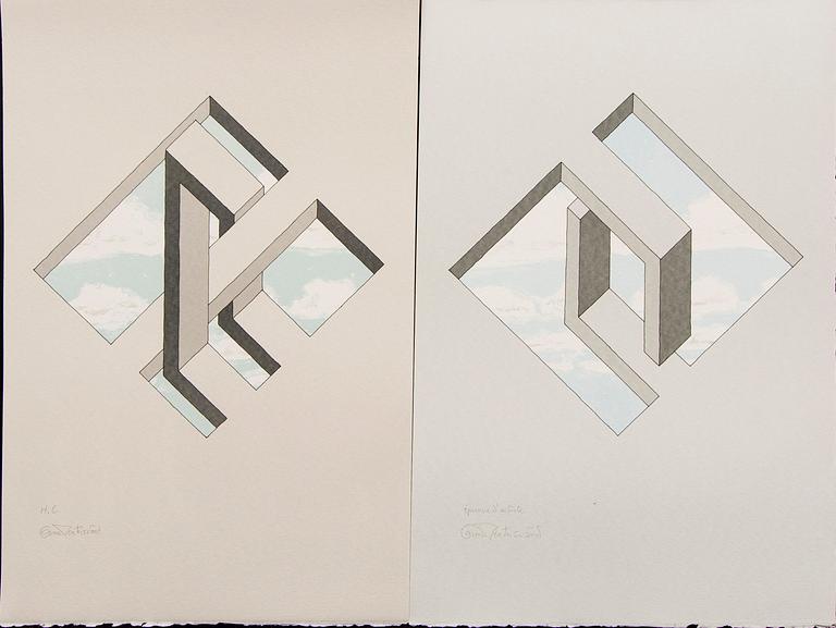 Oscar Reutersvärd, four color lithographs, signed 48/120, 31/120, EA and HC.