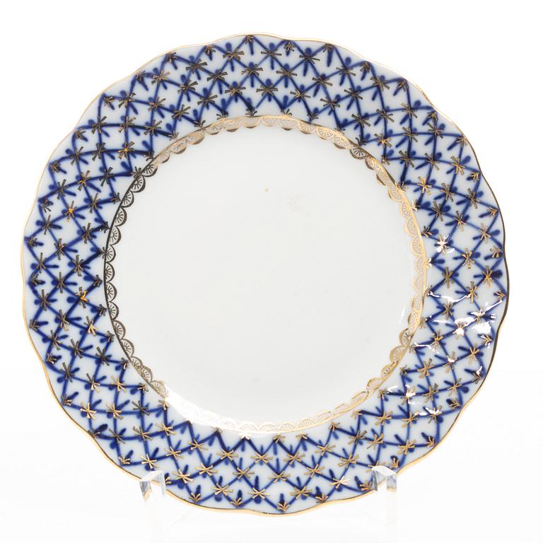 Kaffeservis, 28 delar, "Cobalt Net", Lomonosov, Sovjetunionen.