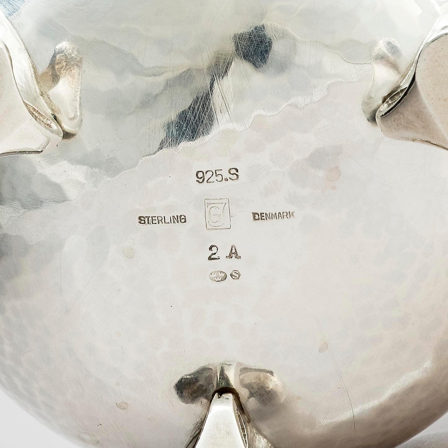 Georg Jensen, a three pieces coffee service in sterling silver, "Magnolia/Blossom", Copenhagen 1933-44.