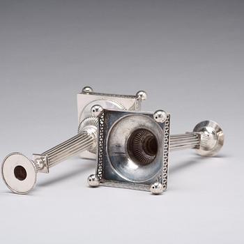 Pehr Zethelius, ljusstakar, ett par, silver, Stockholm 1794. Gustavianska.