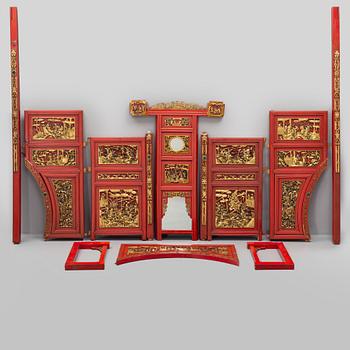 A Chinese carved front decoration for a bed, Qing dynasty 19th centrury.