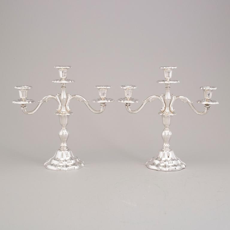 A Pair of silver candelabras by JG Hentzell 1931.