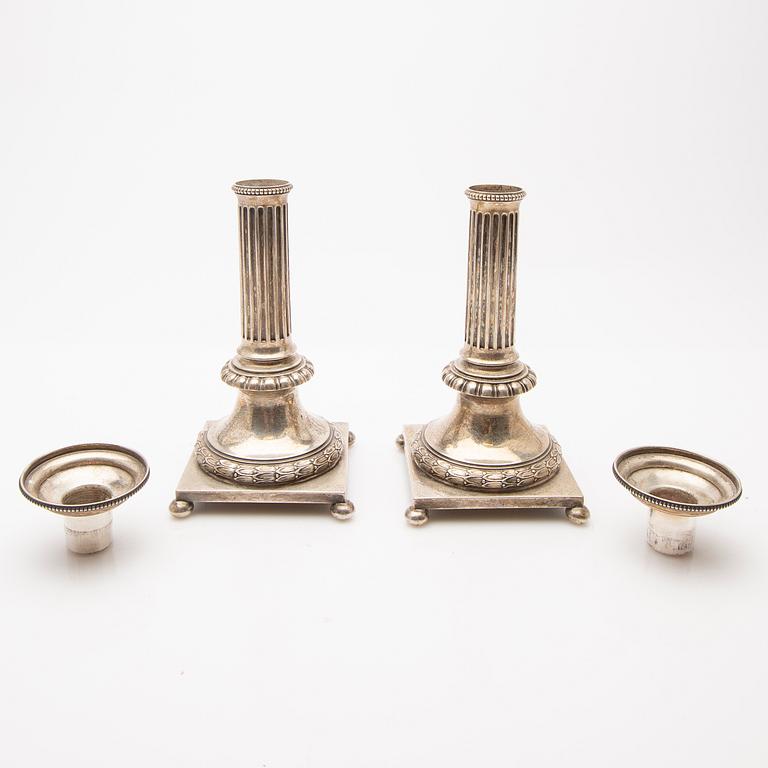 C.G. Hallberg, Ljusstakar, ett par, silver, 1900, Stockholm.