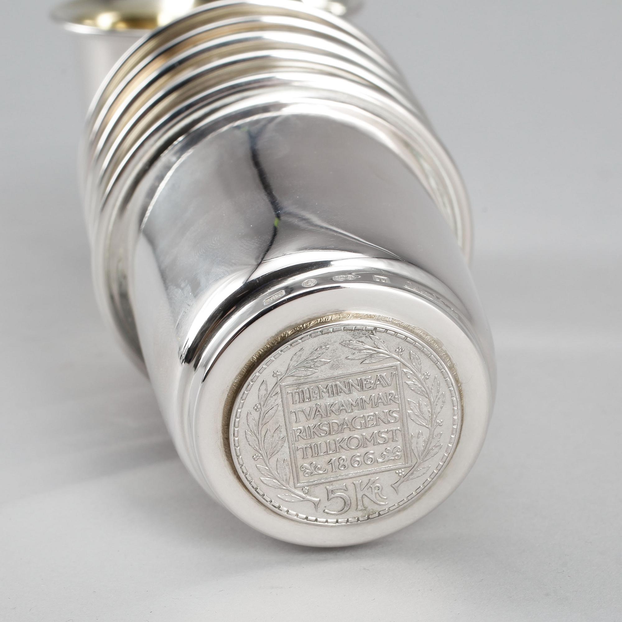 MUGGAR, 6 st, silver, Oscar Waleby, Stockholm, 1968. Total vikt ca 439 g.