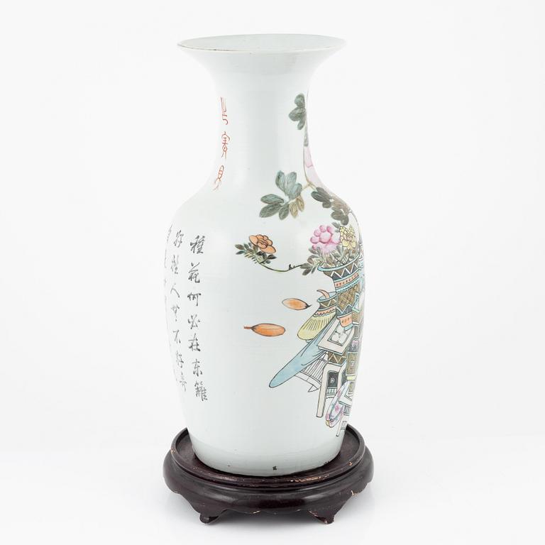 A famille rose 'precious objects' vase, 20th Century.