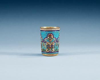 1186. A RUSSIAN SILVER-GILT AND ENAMEL TSCHARKA, Makers mark of Vasilji Aga Forou, Moscow 1894.