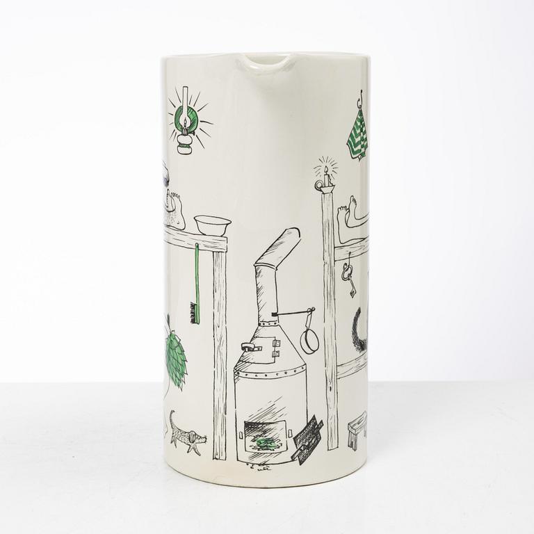 Gunvor Olin-Grönqvist, mugs, 4 pcs and a jug, Arabia, Finland, second half of the 20th century.