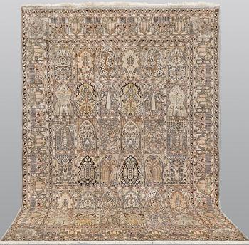 A Kashmir silk carpet, c. 310 x 214 cm.