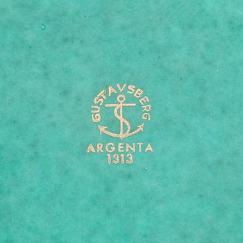 Wilhelm Kåge, ljusstakar, ett par, samt skål, "Argenta", Gustavsberg.