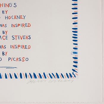 David Hockney, The Blue Guitar (Title Page), from the portfolio 'The Blue Guitar'.