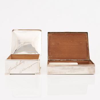 Cigarette cases 2 pcs, silver, CG Hallberg 1925 and 1934.